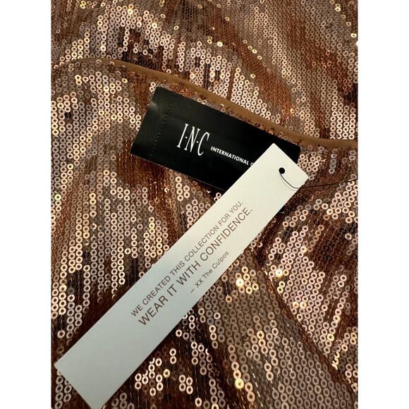 NWT Culpos x INC Rose Gold Sequin Fitted Midi Skirt - Picture 5 of 7